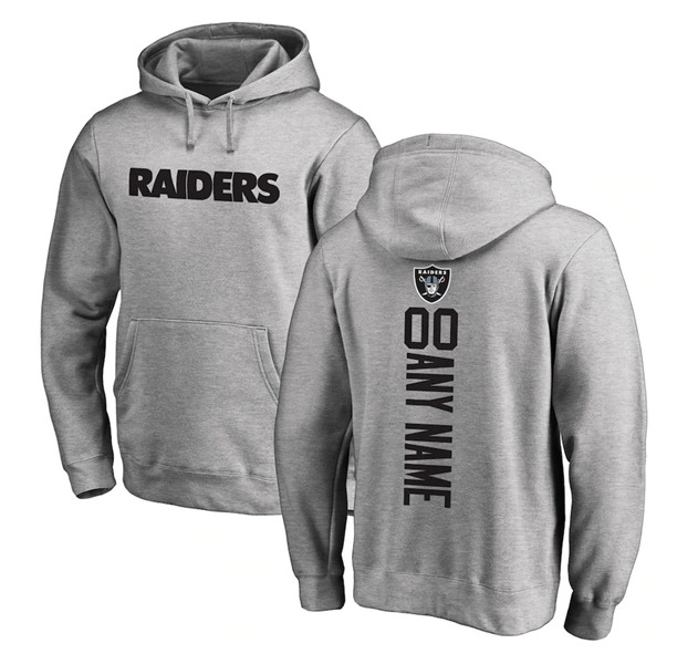 Men's Las Vegas Raiders Customized Grey Pullover NFL Hoodie